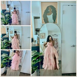 Nasty Gal Pink Strapless Layered Dress